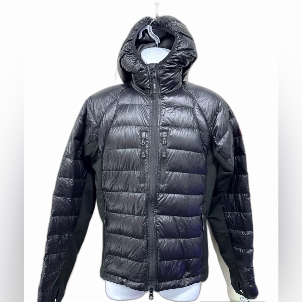 Canada Goose Men's Black Synthetic Puffer Jacket Zip Up Hood, Size Medium